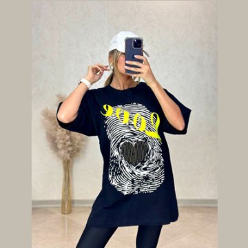 تیشرت زنانه لانگ لیون مهسا (طرح Love) کد 502074 - Image 5