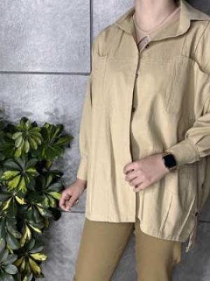 شومیز لینن پیله دار کد 304025