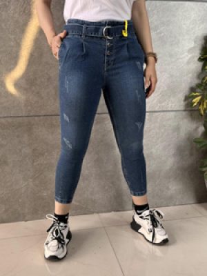 شلوار جین سگک دار آبی
