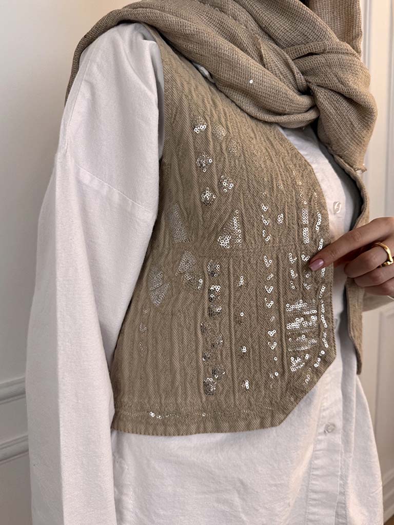 وست جلیقه جین گلدوزی - Image 6