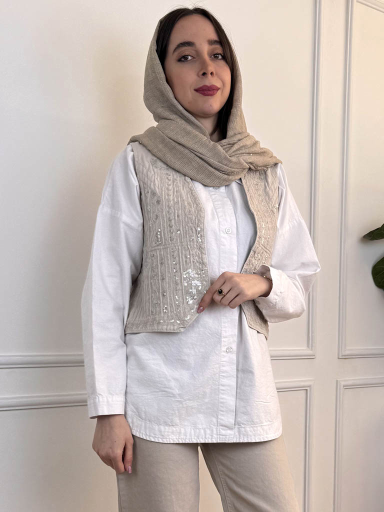 وست جلیقه جین گلدوزی - Image 3