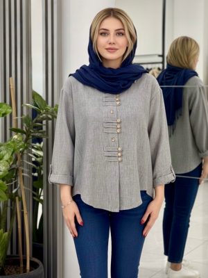 شومیز لینن دو نخ دکمه ژاپنی