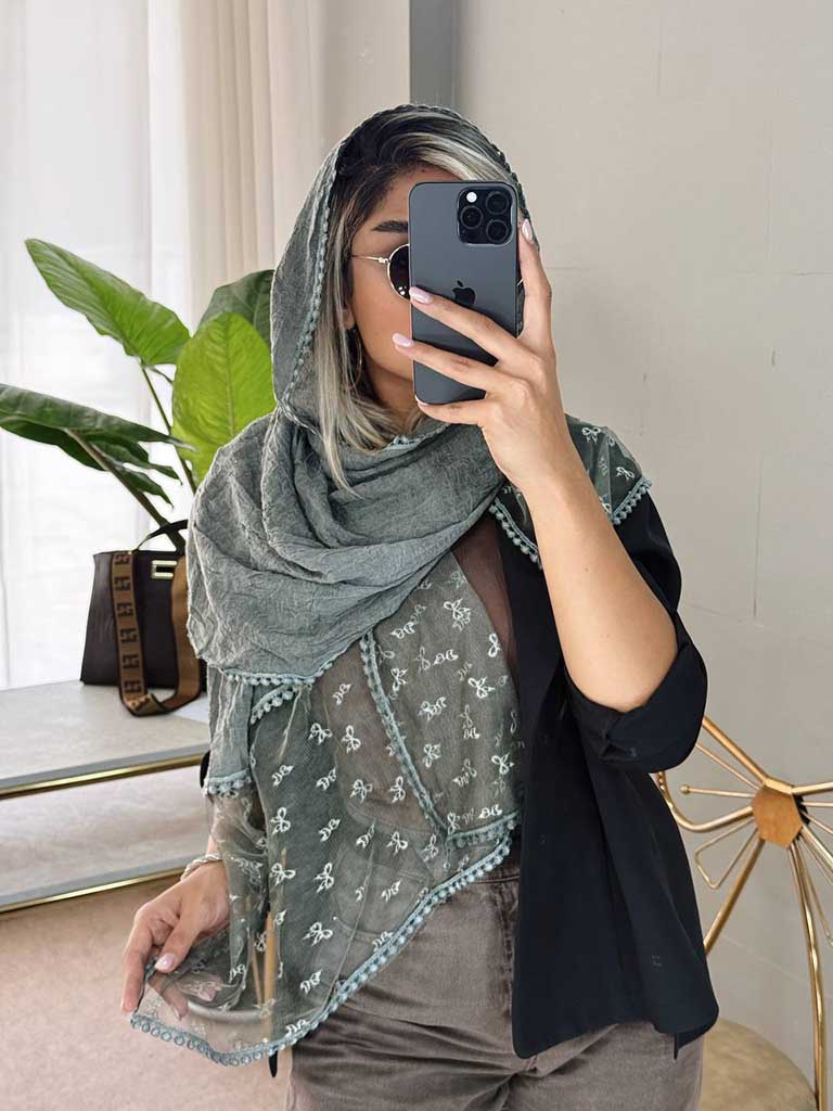 شال نخی دستک پاپیون