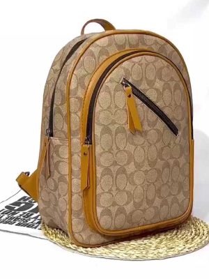 کوله‌پشتی زنانه طرح‌دار قهوه‌ای عسلی