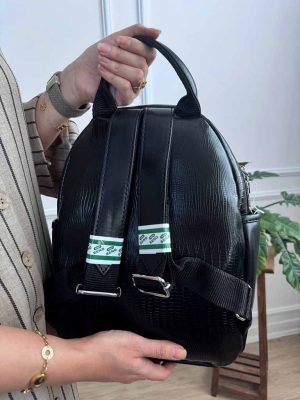 کوله‌پشتی زنانه چرم مشکی طرح کروکودیل کد 2161