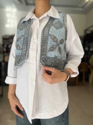 وست جلیقه جین گلدوزی