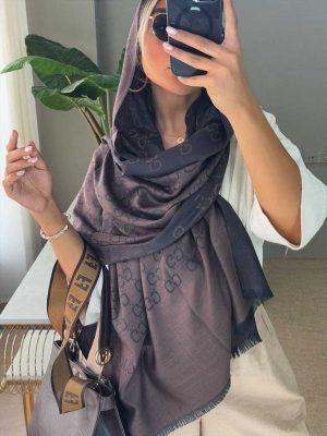 شال قهوه‌ای کشمیر وارداتی