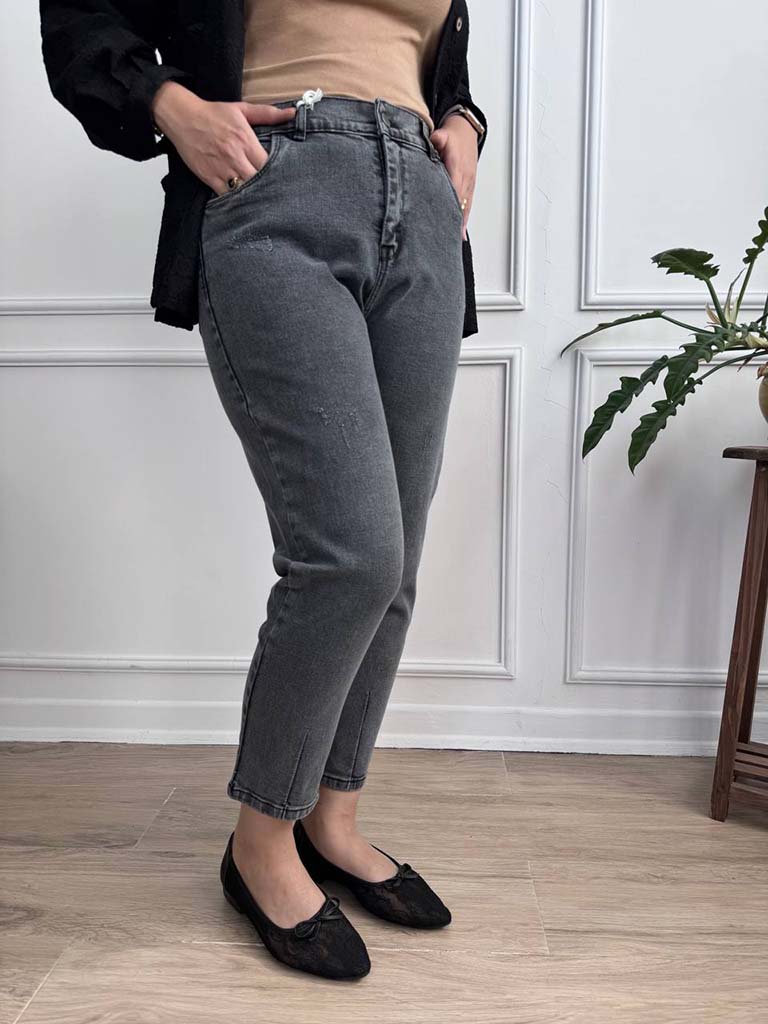 شلوار مام سایز بزرگ طوسی