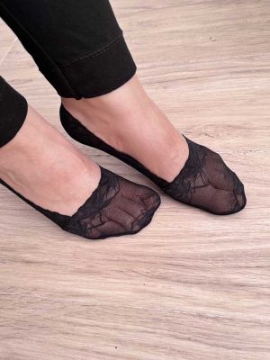 جوراب زنانه نخی طرح گیپوری مشکی نامرئی کد 7101