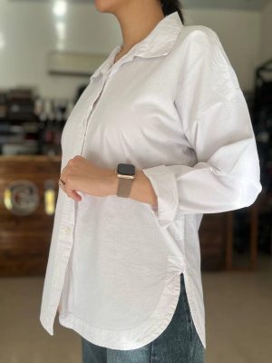 شومیز سفید کتان تابستانی اسپرت