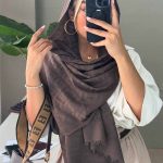 شال کشمیر قهوه‌ای شکلاتی وارداتی