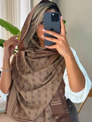شال کشمیر قهوه‌ای وارداتی