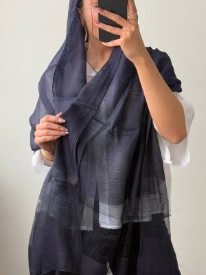 شال مجلسی ویسکوز سرمه ای