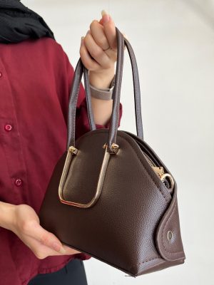 کیف دخترانه ترند شکلاتی دسته فلزی