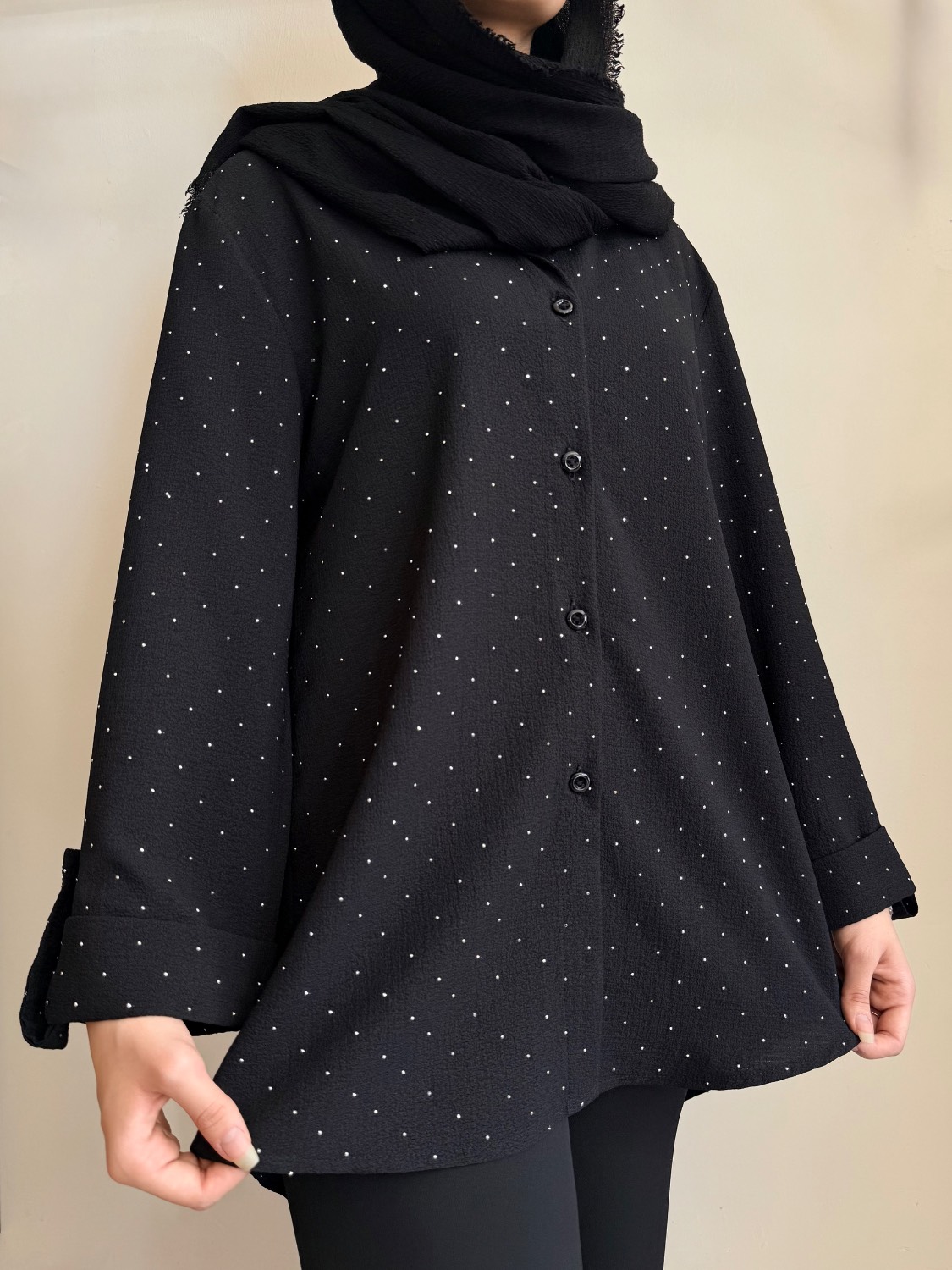 شومیز مشکی زنانه محرمی نگینی