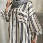 شومیز مانتویی کنفی راه راه زنانه