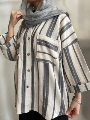 شومیز مانتویی کنفی راه راه زنانه